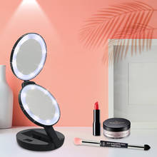 Mini espelho portátil para maquiagem, espelho dobrável com três luzes led, para cosméticos, compacto 2024 - compre barato
