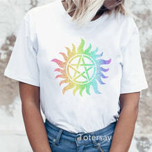 Anti Possession Supernatural Symbols Woman t-shirt harajuku Aesthetic t shirt Womens White Print Graphic Tee Trendy Ladies Tops 2024 - buy cheap