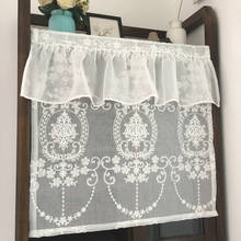 Europe Pastoral White Coffee Curtain Luxury Embroidered Tulle Curtains for Kitchen Cabinet Decoration Curtain Valance for Window 2024 - buy cheap
