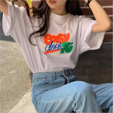 Camiseta feminina manga curta gola redonda, camiseta feminina estilo chique 2024 - compre barato