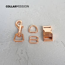 (metal buckle+adjust buckle+D ring+metal dog clasp/set) DIY dog collar rose gold 15mm webbing sewing accessory premium quality 2024 - buy cheap