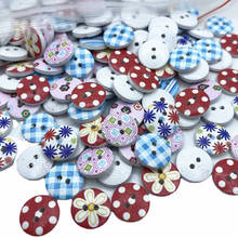 30 pçs nova flor impressa redonda botão de madeira 2 furos 15mm botões de madeira mista acessórios de costura para a decoração de roupas diy 2024 - compre barato