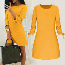 #H40 Yellow Sweater Women Dress 2021 Winter Warm Round Neck Long Sleeve Evening Party Dresses Sukienka Female Vestidos 2024 - compre barato