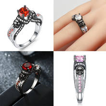 Pink Skull Ring Women's Red Black Purple Blue Green Crystal  Party Valentine's Day Gifts jewelry Dropshipping 2024 - buy cheap