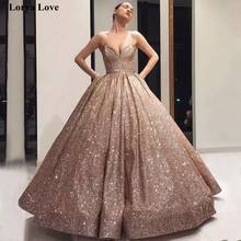 Sequin Ball Gown Evening Dresses 2020 Women Formal Party Night Robe De SoireeSleeveless Champagne Belt Puffy Long Prom Dress 2024 - buy cheap
