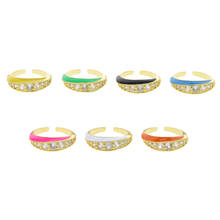 Gold Color Dome Ring For Women Free Adjusted Sized 7 Colorful Neon Enamel Finger Rings 2024 - buy cheap