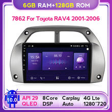 6G+128G QLED Car Radio Multimedia Android 10 For Toyota RAV4 2001 2002 2003 2004 2005 2006 GPS Navigation 4G LTE RDS DSP Carplay 2024 - buy cheap