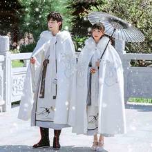 Winter Warm Thick Cloak For Couples Chinese Traditional White Hooded Hanfu Cape Cloak Christmas Costume For Men&Women Plus Size 2024 - buy cheap