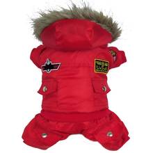 Red USA Airman Style Pet Dogs Coat Warm Small Dog Apparel Fleece Winter Coat Snowsuit Hooded Jumpsuit Waterproof Clothing 2024 - buy cheap