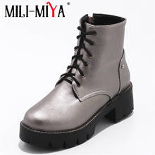 Модные женские ботинки в байкерском стиле, на молнии, на высоком каблуке, на платформе, со шнуровкой, для осени и зимы, MILI-MIYA 2024 - купить недорого