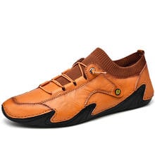 Zapatos informales de piel auténtica para hombre, mocasines planos a la moda, cómodos para caminar, talla grande 46 2024 - compra barato