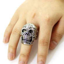 Anel do crânio do vintage anel do crânio do hip hop para homens steampunk jóias acessórios anéis presente 2024 - compre barato