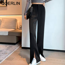 QOERLIN White Front Slit Suit Pants Spring Summer Women's Elegant OL Style Drape High Waist Wide Leg Pants Straight Trouser Plus 2024 - buy cheap