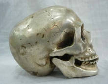 Copper Brass CHINESE crafts Asian Wonderful Tibetan Silver Skull death's head netsuke sculpture 2024 - buy cheap