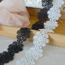 2yards/lt 5cm High Quality White / Black Flower Embroidery Lace Trim Ribbon Fabric for Sew DIY Handmade Materials Accessories 2024 - buy cheap