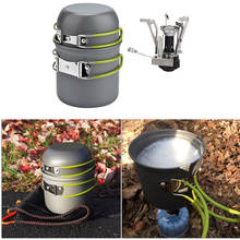 Outdoor Camping Cookware Mess Kit Cookware Folding Pot Pan Stove Mesh Bag Outdoor Backpacking Stove Gear Cookset 2024 - buy cheap