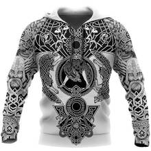 Sudadera con capucha para hombre y mujer, suéter Unisex con estampado 3D de tatuaje Vikingo, estilo Harajuku, chaqueta con cremallera, chándal de otoño 2024 - compra barato