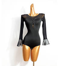 Женский костюм для латиноамериканских танцев DL628, лоскутный топ с рукавом лотоса, танцевальный костюм, танцевальная одежда для латиноамериканских танцев, 2020 2024 - купить недорого
