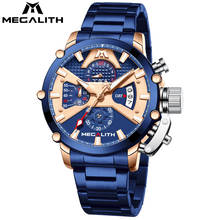 MEGALITH-relojes de acero inoxidable para hombre, pulsera deportiva de lujo, de cuarzo, resistente al agua, Masculino 2024 - compra barato
