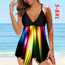 Vestido de baño estampado para mujer, ropa de playa de talla grande 8XL, traje de baño con dobladillo Irregular, Tankini grande, novedad de 2021 2024 - compra barato