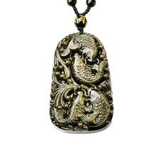 Obsidiana-Colgante de piedra tallada 3D Natural para hombre y mujer, amuleto de la suerte, collar, joyería 2024 - compra barato