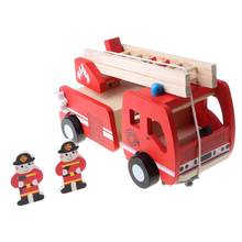 Carrinho de bombeiros de madeira com figura de jogo de bombeiro colorido brinquedo fantasia 2024 - compre barato