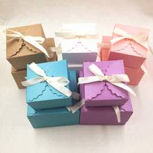 12Pcs/Lot Two Size Handmade Candy Color Kraft Paper Boxes For Children Teens Candy Creative Gifts Container Boxes With Ribbons 2024 - buy cheap