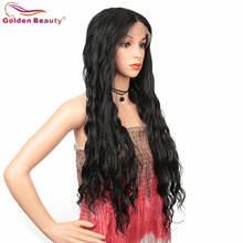 GoldenBeauty-Peluca de cabello sintético para mujer, de 28 pulgadas postizo, largo, con malla Frontal, resistente al calor, con parte media 2024 - compra barato