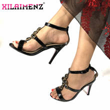 Sandalias de tacón para mujer, zapatos italianos elegantes para fiesta, calzado nigeriano de alta calidad, puntiagudos decorados con piedras, color negro 2024 - compra barato