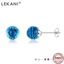 LEKANI-pendientes de bola estéreo para mujer, aretes sencillos de cristal austriaco, coloridos, aniversario romántico, fiesta, enviar amigos, regalos 2024 - compra barato