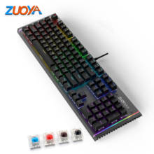 Teclado mecânico gamer gamer anti-ghosting, preto, azul e vermelho, com fio, usb, retroiluminação de led, em russo/inglês, para pc gamer 2024 - compre barato