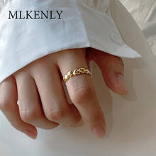 MLKENLY светильник, роскошное кольцо ins, Золотая любовь, форма тандема, Открытое кольцо для женщин, мода 925, серебро, указательный палец, кольцо 2024 - купить недорого