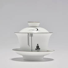 Acessórios de chá da cerâmica, pintada à mão, conjunto de acessórios de chá, cerâmica, silencioso, zen kung fu, porcelana azul e branca, tigela de 175cc 2024 - compre barato