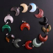 24PCS Wholesale Natural Stones Crescent Moon Necklaces Pendants Crystal Pink Quartz White Stone Gold Color Reiki Women Jewelry 2024 - buy cheap