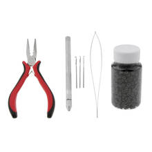 Hair Extension Feather Pliers Pulling Tool Hook Micro Rings Beads Loops Kit 2024 - buy cheap