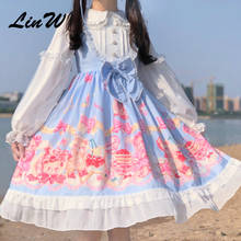 Vestido de princesa lolita con estampado de pastel de fresa, vestido de tirantes jsk, vintage, Kawaii, Victoriano, gótico lolita loli 2024 - compra barato