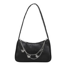 Fashion Women PU Leather Small Shoulder Underarm Bag Ladies Vintage Butterfly Chain Pure Color Zipper Mini Purse Handbag 2024 - buy cheap