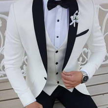 ANNIEBRITNEY 3 Piece Ivory Slim Fit Men Formal Suit Custom Skinny Groom Wedding Tuxedo Slim Fit Prom Wedding Men Suit Set 2024 - buy cheap
