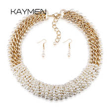 KAYMEN New Bohemian Handmade Pearls Statement Chokers Necklace Gold Plating Chains Necklace for Women Party Jewelry Sets 2024 - buy cheap