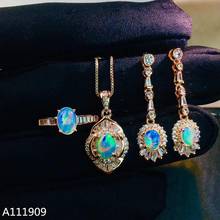 Anel de pedras preciosas com prata esterlina 925, conjunto de brincos femininos com opala natural embutida e detecção de suporte 2024 - compre barato