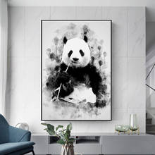 Poster de panda bonito comendo a tela de pintura de arte de bambu impressão quadros arte de parede para sala de estar decoração de casa (sem moldura) 2024 - compre barato