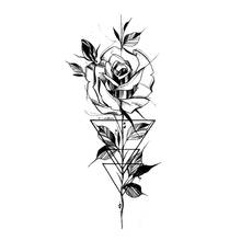 Черная водостойкая Временная тату-наклейка с цветком розы, татуировка, искусственная татуировка, наклейка, боди-арт, флеш-тату, хна, тату для мужчин 2024 - купить недорого
