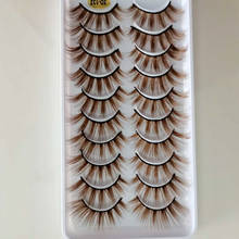 10 Pairs Eyelashs Brown 3D Faux Mink Eyelashes Thick curl HandMade  Lashes Volume  Makeup Lashes False 2024 - buy cheap