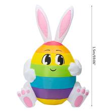 1.5m Colorful Rainbow Inflatable Easter Bunny Egg Doll LED Night Light Figure Yard Outdoor Garden Toys Party Ornament Decor 2024 - buy cheap