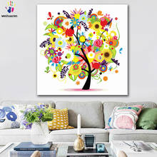 DIY цветные картины по номерам с цветными красочными деревьями иллюстрация картина для рисования по номерам Обрамленный дом 2024 - купить недорого