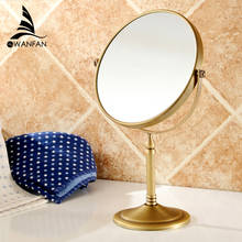 Espelho para banheiro 728f, espelho redondo, para parede, maquiagem, cosméticos, lado duplo, de latão 2024 - compre barato