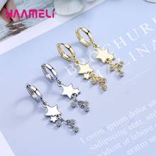 925 Sterling Silver Gold Statement Crystal Earrings For Women Girls Party Star Design 2020 Trend Fashion Jewelry Wholesale 2024 - buy cheap