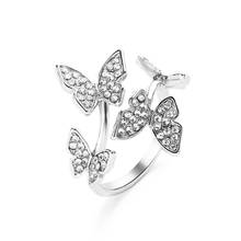 2020 nova borboleta zircão cúbico anéis ajustáveis para mulheres meninas moda festa de cristal anéis de casamento jóias dropshipping 2024 - compre barato