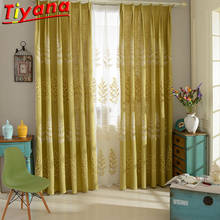 Cortinas de tul con bordado de flores para sala de estar, visillos de lino amarillo de lujo para ventana, X-WP257 de tela #30 2024 - compra barato