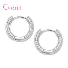 Silver 925 Jewelry Round Full Of Crystal Hoop Earrings For Women Elegant Female Jewelry Accessories Super Nice Christmas Gifts 2024 - buy cheap